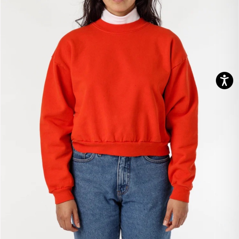 Los Angeles apparel CROPPED MOCK NECK PULLOVER | bright orange | m